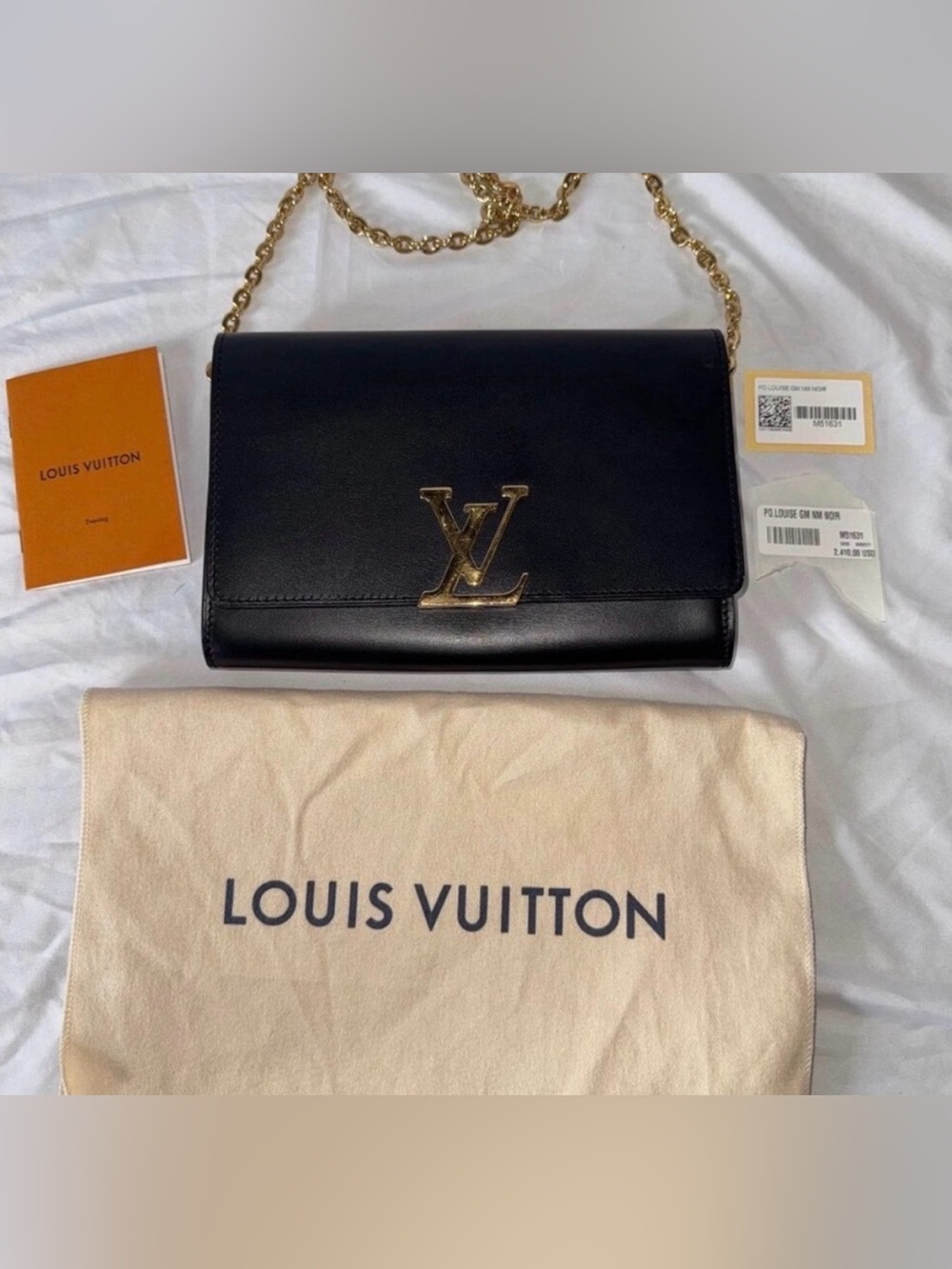 Authentic Louis Vuitton Chain Louise GM, black with gold accents